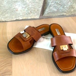 BALENCIAGA Le Dix Leather Slides 39